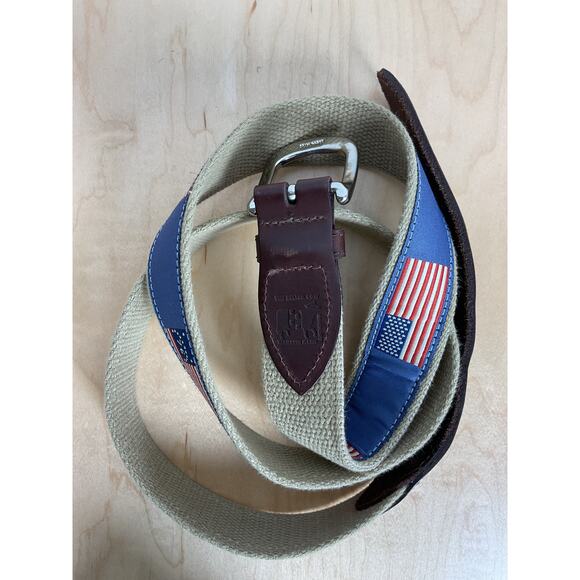 The Belted Cow Company Patriotic Men's Belt Navy and Tan - Picture 3 of 4